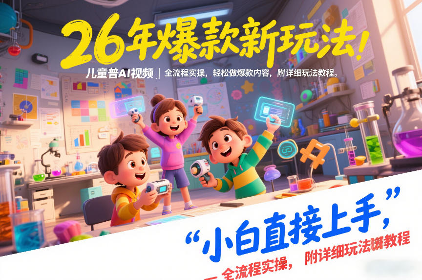 26年爆款新玩法，儿童科普AI视频，全流程实操，轻松做爆款内容，小白直接上手，附详细玩法教程-我爱项目网