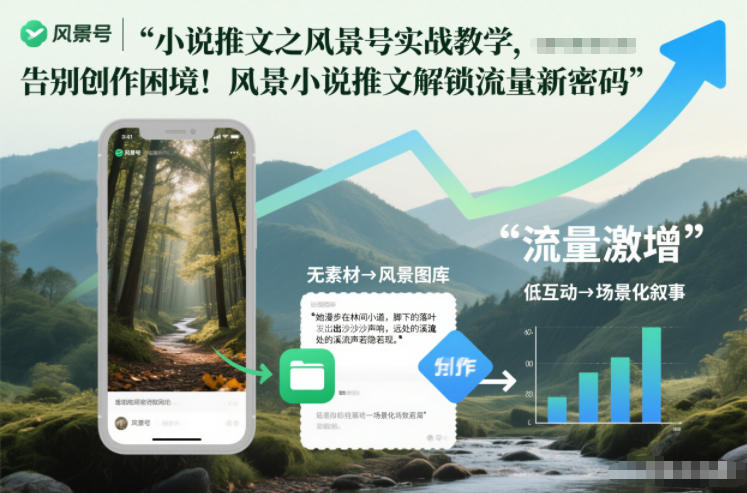 小说推文之风景号实战教学，告别创作困境！风景小说推文解锁流量新密码-我爱项目网