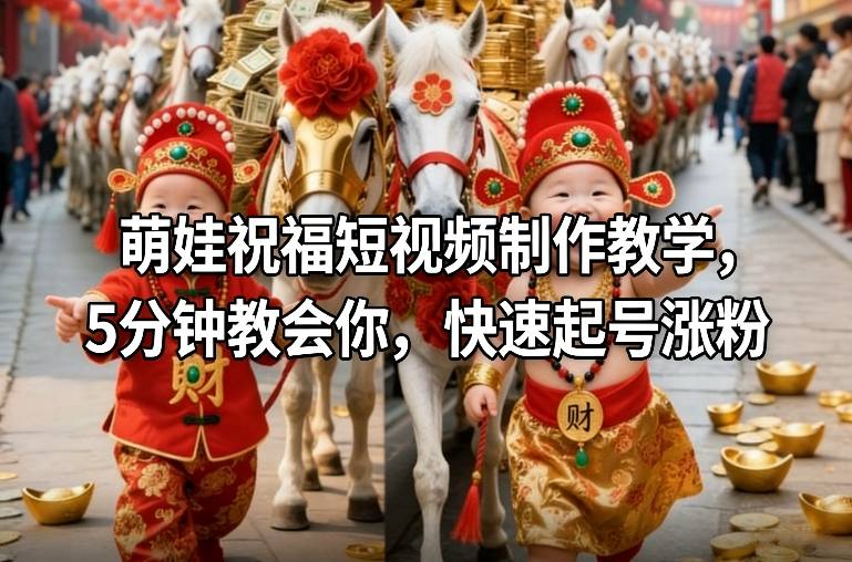 萌娃祝福短视频制作教学，5分钟教会你，快速起号涨粉-我爱项目网