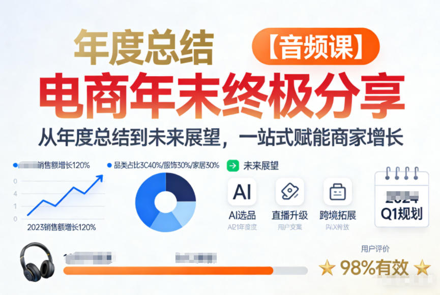 电商年未终极分享，从年度总结到未来展望，一站式赋能商家增长【音频课】-我爱项目网