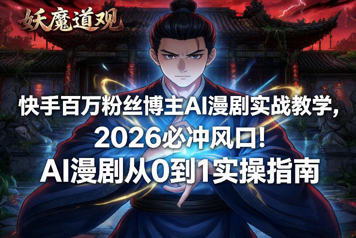 快手百万粉丝博主AI漫剧实战教学，2026必冲风口！AI漫剧从0到1实操指南-我爱项目网