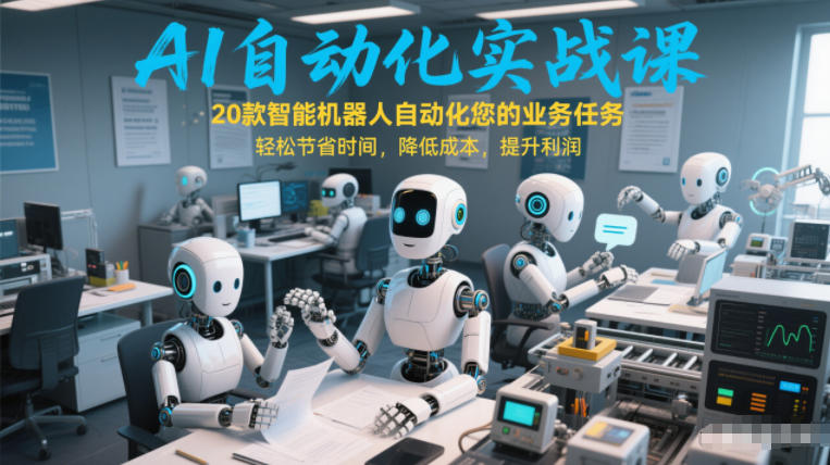 AI自动化实战课：20款智能机器人自动化您的业务任务，轻松节省时间，降低成本，提升利润-我爱项目网