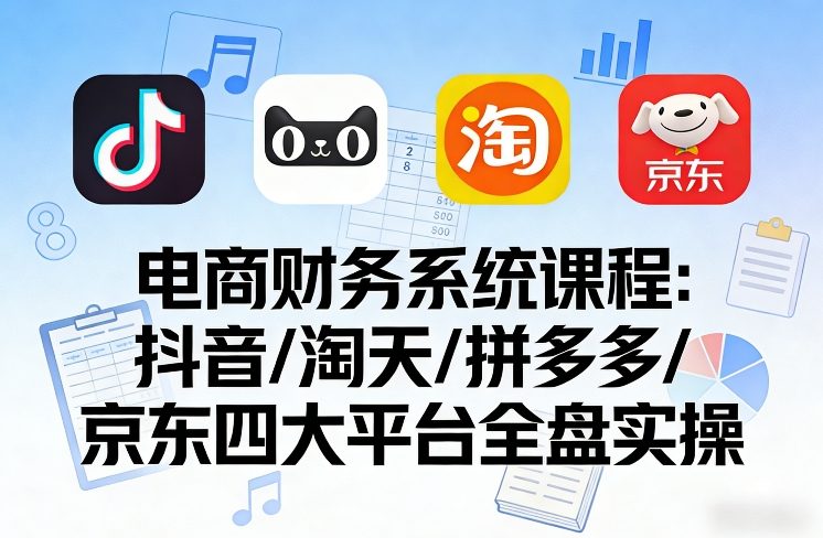电商财务系统课程，覆盖抖音、淘天、拼多多、京东四大主流平台的全盘实操-我爱项目网