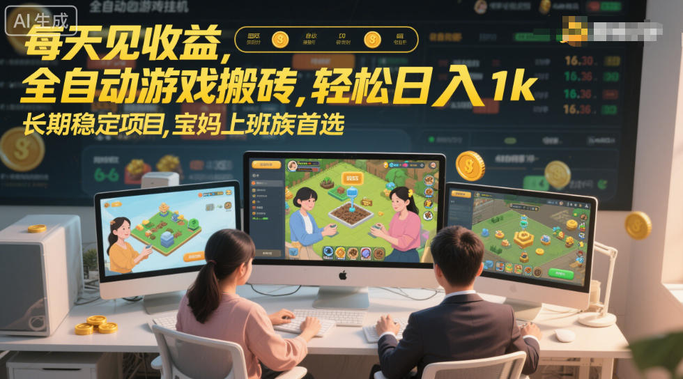 每天见收益，全自动游戏搬砖，轻松日入1k，长期稳定项目，宝妈上班族首选【揭秘】-我爱项目网