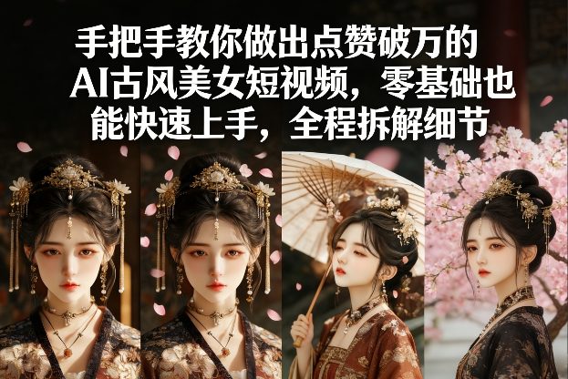 手把手教你做出点赞破万的AI古风美女短视频，零基础也能快速上手，全程拆解细节-我爱项目网