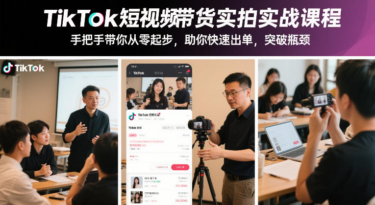 TikTok短视频带货实拍实战课程，手把手带你从零起步，助你快速出单，突破瓶颈-我爱项目网