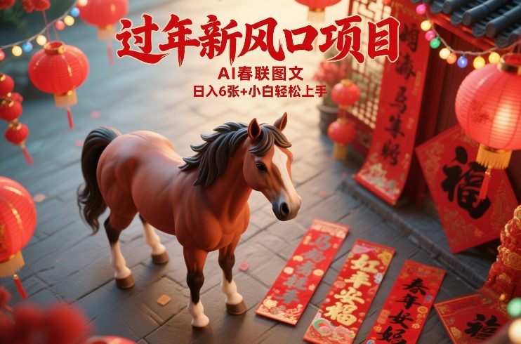 过年新风口项目，用ai春联图文，日入6张+小白轻松上手【揭秘】-我爱项目网