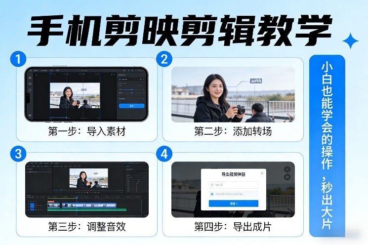 手机剪映剪辑教学，小白也能学会的操作，秒出大片-我爱项目网