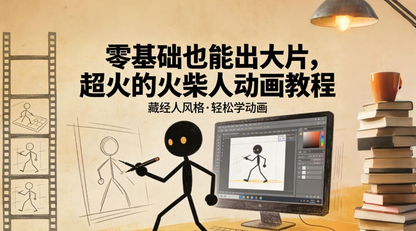 零基础也能出大片,超火的火柴人动画教程(藏经人风格)-我爱项目网