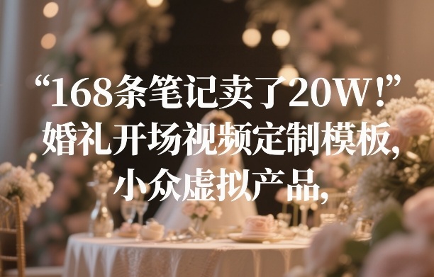 168条笔记卖了20W！婚礼开场视频定制模板，小众虚拟产品-我爱项目网