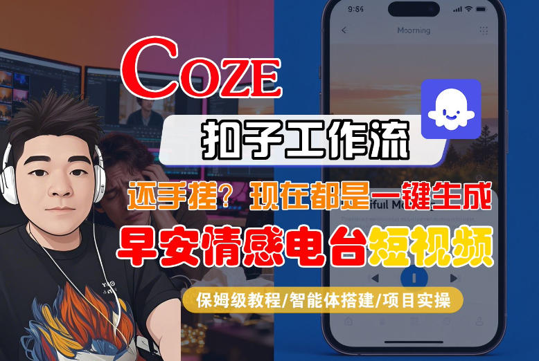 【Coze工作流搭建实操教程】【coze】早安情感电台日签视频还在手动做？用扣子工作流自动生成，省时90%-我爱项目网