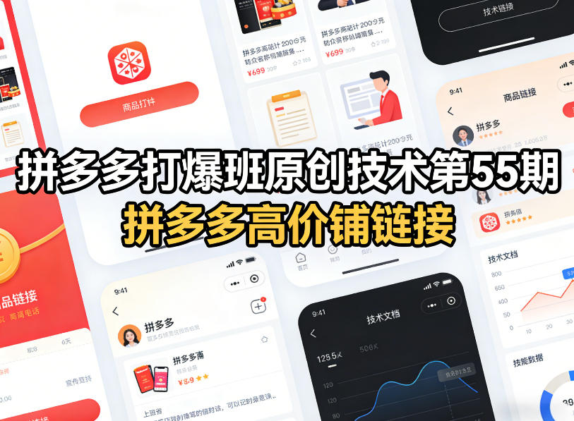 拼多多打爆班原创技术第55期，拼多多高价铺链接-我爱项目网
