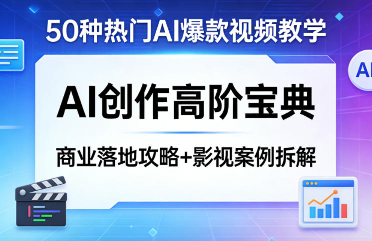 50种热门AI爆款视频教学，AI创作高阶宝典，商业落地攻略+影视案例拆解-我爱项目网
