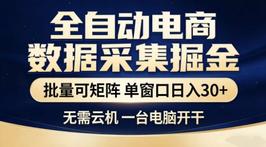 独家电商数据全自动采集项目，批量可矩阵，单窗口轻松日入3张+【揭秘】-我爱项目网