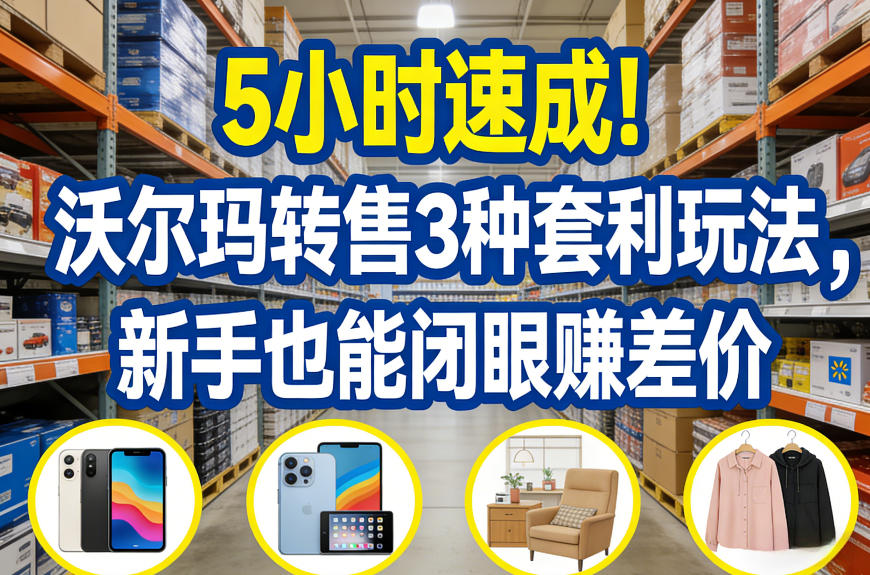 5小时速成！沃尔玛转售3种套利玩法，新手也能闭眼賺差价-我爱项目网