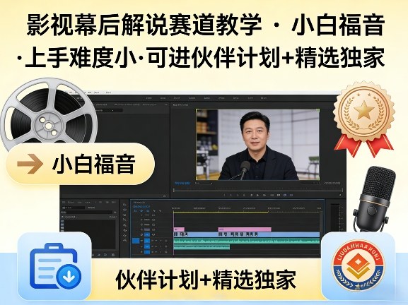 某大佬的影视幕后解说赛道教学，小白福音，上手难度小，可进伙伴计划+精选独家-我爱项目网
