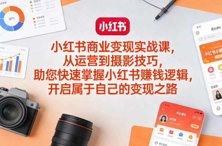 小红书商业变现实战课，从运营到摄影技巧，助您快速掌握小红书賺钱逻辑，开启属于自己的变现之路-我爱项目网
