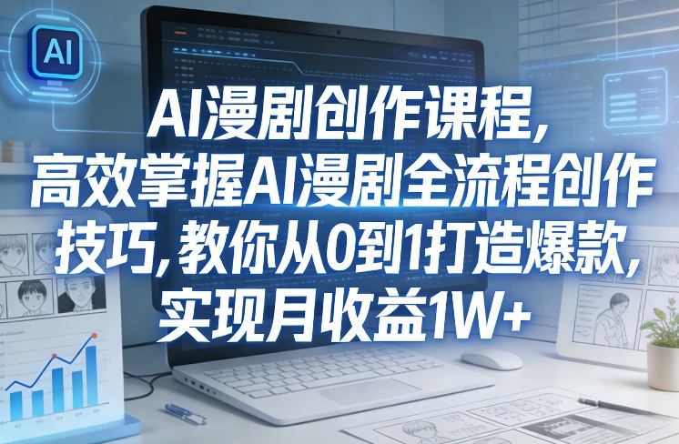 某社群AI漫剧创作课程，高效掌握AI漫剧全流程创作技巧，教你从0到1打造爆款，实现月收益1W+-我爱项目网