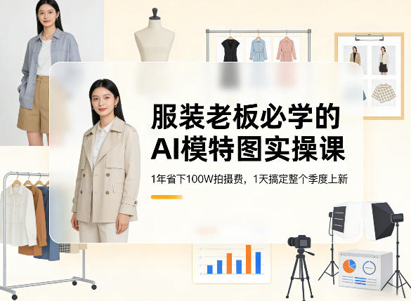 服装老板必学的AI模特图实操课,1年省下100W拍摄费,1天搞定整个季度上新-我爱项目网