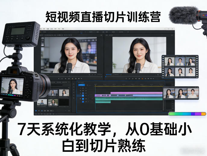 短视频直播切片训练营，7天系统化教学，从0基础小白到切片熟练-我爱项目网