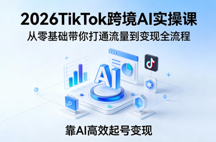 2026TikTok跨境AI实操课，从零基础带你打通流量到变现全流程，靠AI高效起号变现-我爱项目网