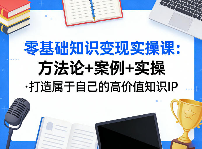 零基础知识变现实操课，方法论+案例+实操，打造属于自己的高价值知识IP-我爱项目网
