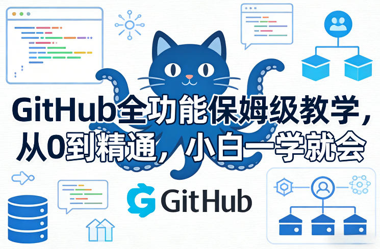 GitHub全功能保姆级教学，从0到精通，小白一学就会-我爱项目网