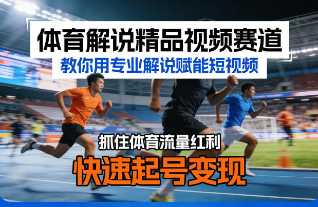 体育解说精品视频赛道，教你用专业解说赋能短视频，抓住体育流量红利，快速起号变现-我爱项目网