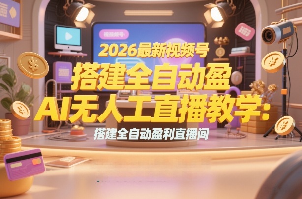 2026最新视频号AI无人直播教学：搭建全自动盈利直播间，低成本开启副业变现-我爱项目网
