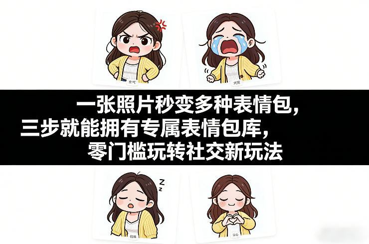 一张照片秒变多种表情包,三步就能拥有专属表情包库,零门槛玩转社交新玩法【文档】-我爱项目网