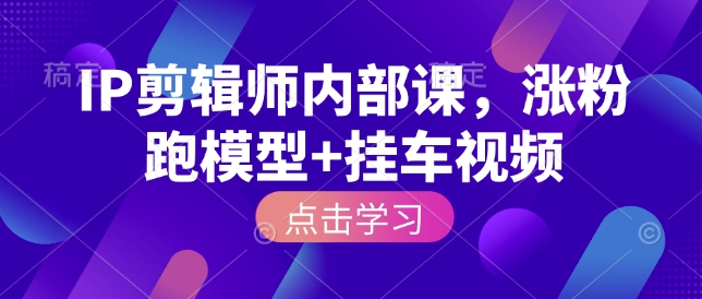 IP剪辑师内部课，涨粉跑模型+挂车视频（更新）-我爱项目网