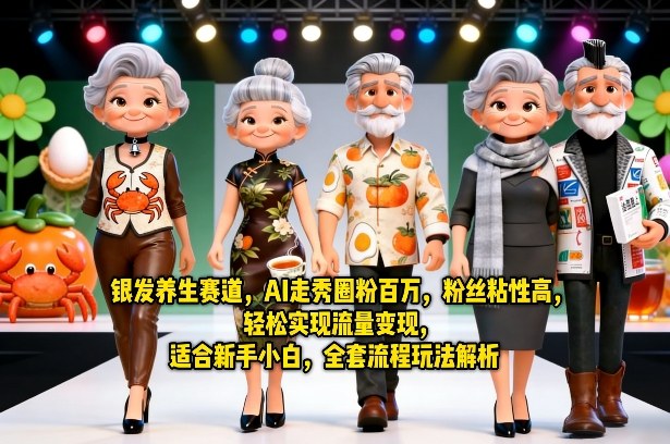 银发养生赛道，AI走秀圈粉百万，粉丝粘性高，轻松实现流量变现，适合新手小白，全套流程玩法解析-我爱项目网
