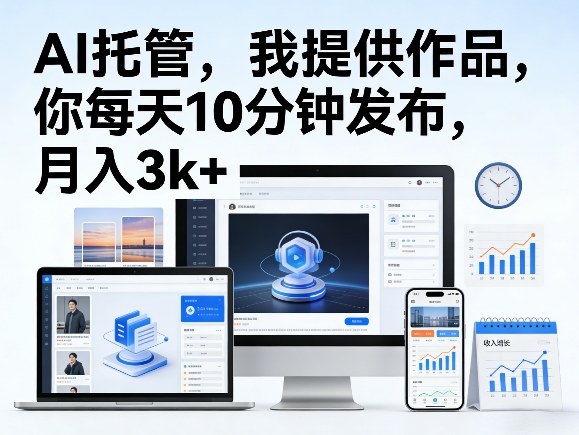 公众号AI托管，我提供作品，你每天10分钟发布，月入3k+【揭秘】-我爱项目网