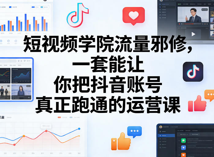 短视频学院流量邪修，一套能让你把抖音账号真正跑通的运营课-我爱项目网