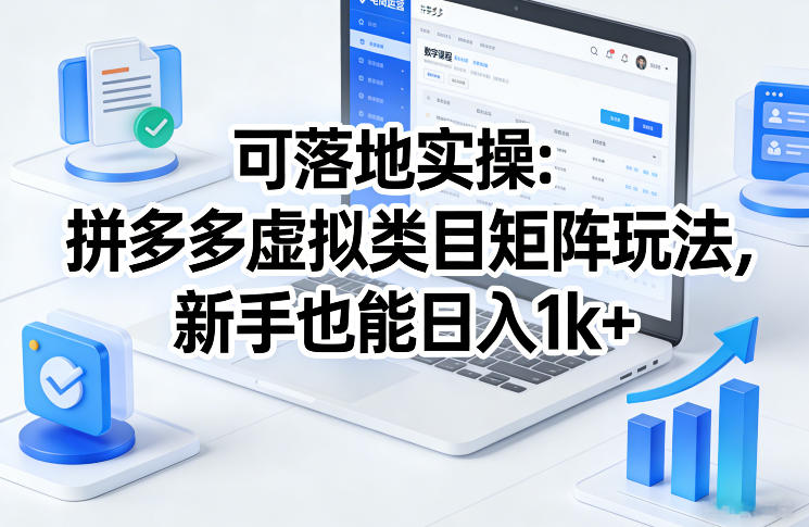可落地实操：拼多多虚拟类目矩阵玩法，新手也能日入1k+【揭秘】-我爱项目网