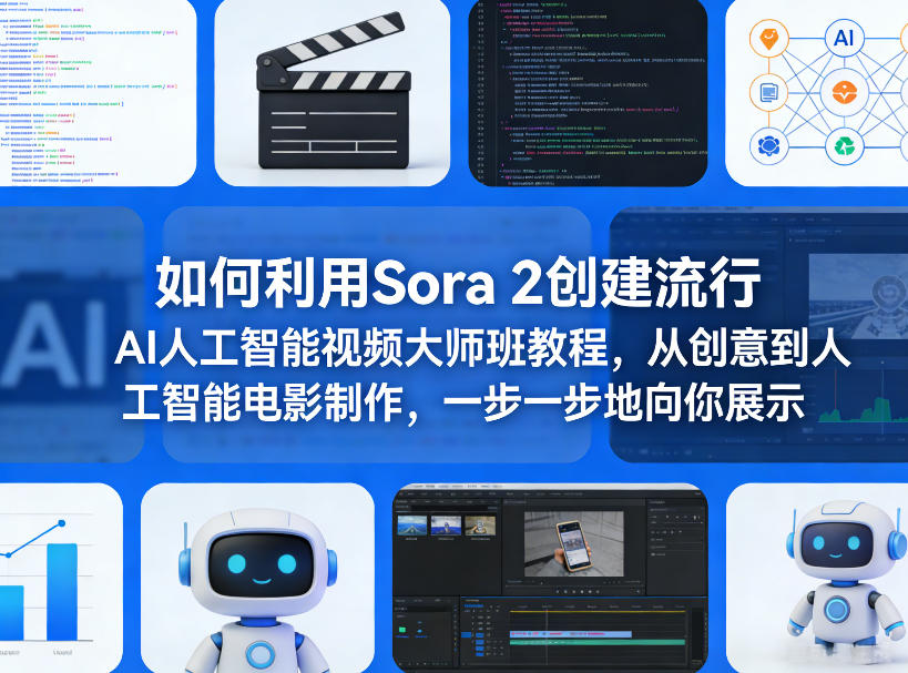 如何利用Sora 2创建流行AI人工智能视频大师班教程，从创意到人工智能电影制作，一步一步地向你展示-我爱项目网