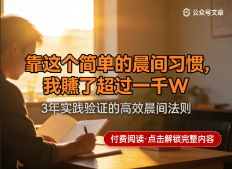 某公众号付费文章：靠这个简单的晨间习惯，我賺了超过一千W-我爱项目网