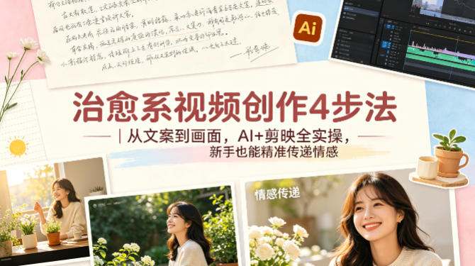 治愈系视频创作4步法｜从文案到画面，AI+剪映全实操，新手也能精准传递情感-我爱项目网