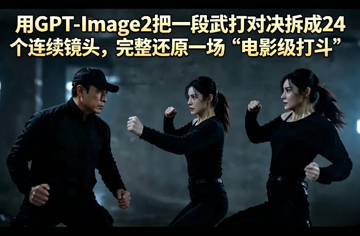 用GPT-Image2把一段武打对决拆成24个连续镜头,完整还原一场“电影级打斗”-我爱项目网
