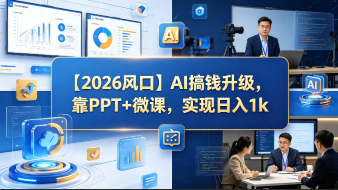 【2026风口】AI搞钱升级，靠PPT+微课，实现日入1k-我爱项目网