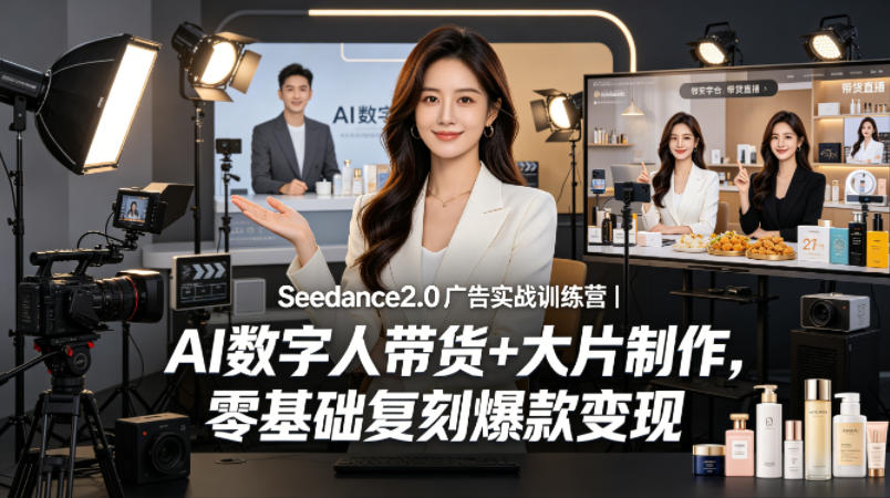 Seedance2.0广告实战训练营｜AI数字人带货+大片制作，零基础复刻爆款变现-我爱项目网