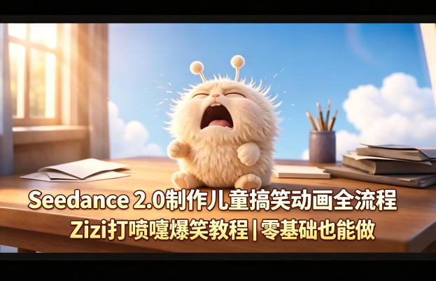 Seedance 2.0制作儿童搞笑动画全流程Zizi打喷嚏爆笑教程｜零基础也能做-我爱项目网