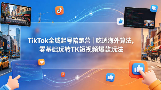TikTok全域起号陪跑营｜吃透海外算法，零基础玩转TK短视频爆款玩法-我爱项目网