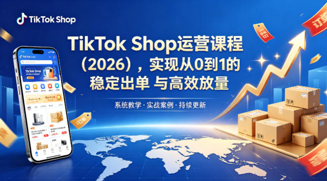 TikTok Shop运营课程（2026），实现从0到1的稳定出单与高效放量-我爱项目网