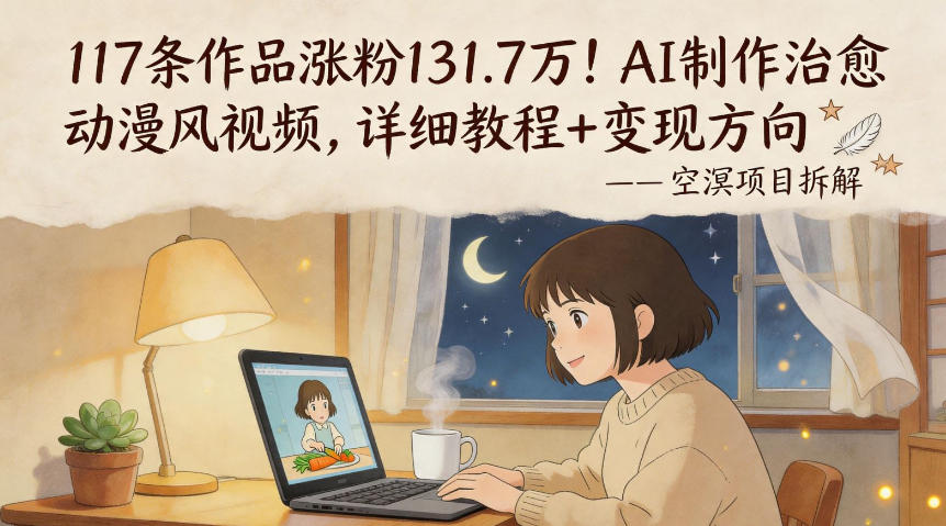 117条作品涨粉131.7W！AI制作治愈动漫风视频，详细教程+变现方向-我爱项目网