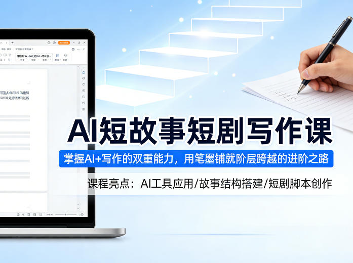 AI短故事短剧写作课，掌握AI+写作的双重能力，用笔墨铺就阶层跨越的进阶之路-我爱项目网