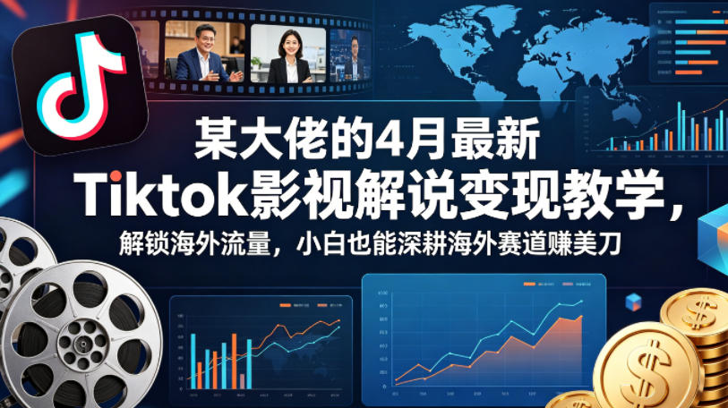 某大佬的4月最新Tiktok影视解说变现教学，解锁海外流量，小白也能深耕海外赛道賺美刀-我爱项目网