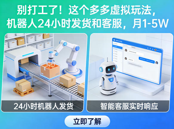 别打工了！这个多多虚拟玩法，机器人24小时发货和客服，月1-5W【揭秘】-我爱项目网