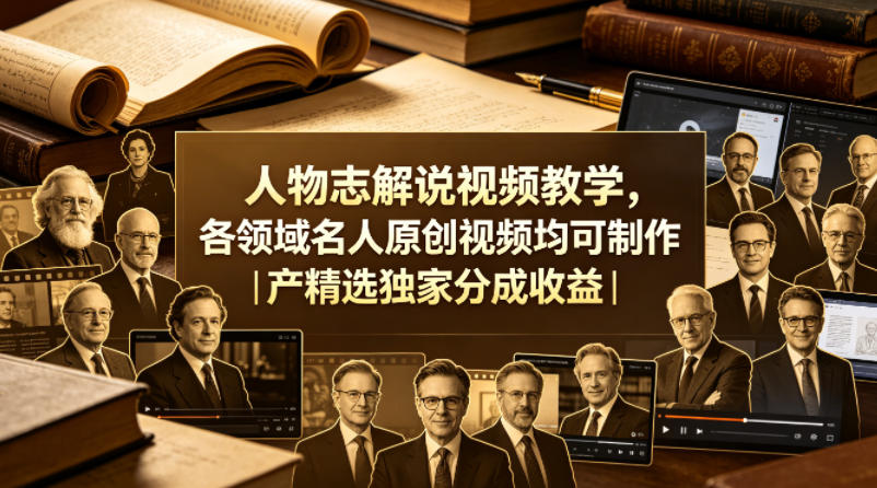 人物志解说视频教学，各领域名人原创视频均可制作丨精选独家分成收益-我爱项目网