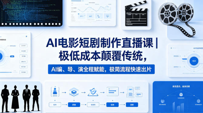 AI电影短剧制作直播课｜极低成本颠覆传统，AI编、导、演全程赋能，极简流程快速出片-我爱项目网